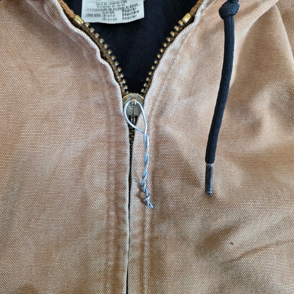 Carhartt Jacket Mens Large Brown J306 BRN Hooded Duck Canvas Distress Chore Coat - Picture 8 of 16